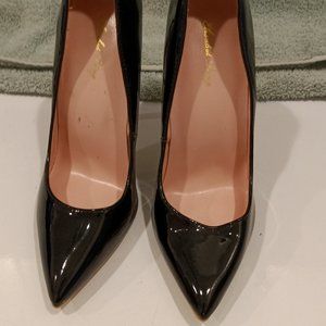 Elisabeth Lang Pointed Toe Black Stiletto Heels, Women's Size 7